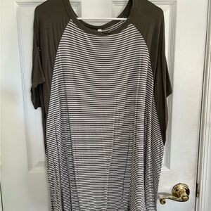 MTS Green and White Striped Tee